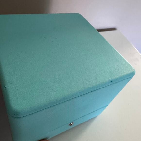 Tiffany & Co Lux Leather Blue Hinged Jewelry Watch Presentation Box Square - Picture 4 of 10